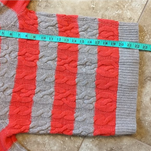 Women's Ann Taylor LOFT Tan and Orange Stripe Cableknit Sweater - Small - Picture 5 of 6